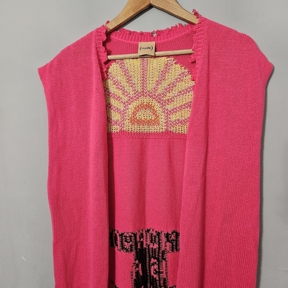 NUDE Hot Pink Tomorrow Is A New Day Cotton Waistcoat - Picture 4 of 11